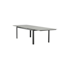 Utdragbart trädgårdsbord med metallram och räfflad bordsskiva