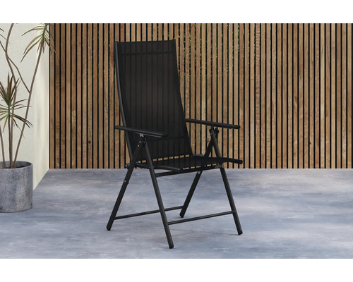 Trädgårdsfåtölj av metall och textil