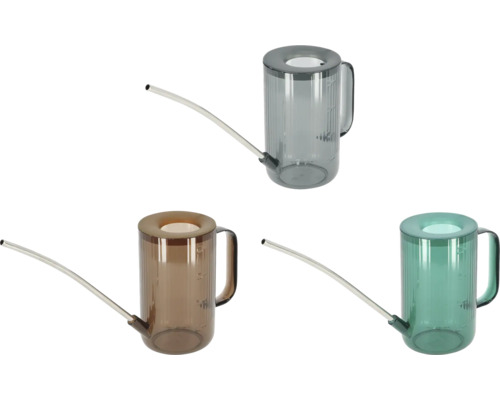 Vattenkanna ESSCHERTS GARDEN blandade färger Tre transparenta vattenkannor med lång pip