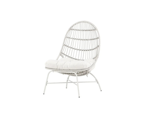 Trädgårdsfåtölj med rottingflätning och sittdyna