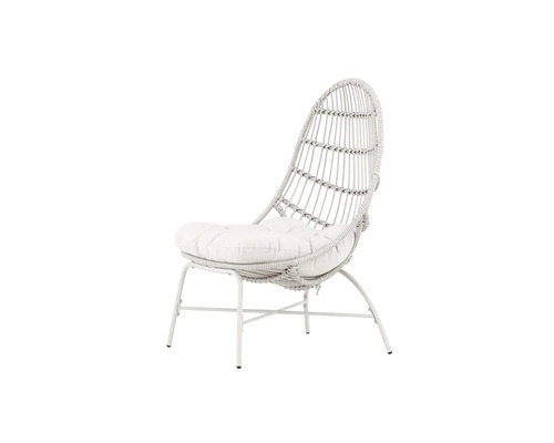 Flätad rottingfåtölj med dyna