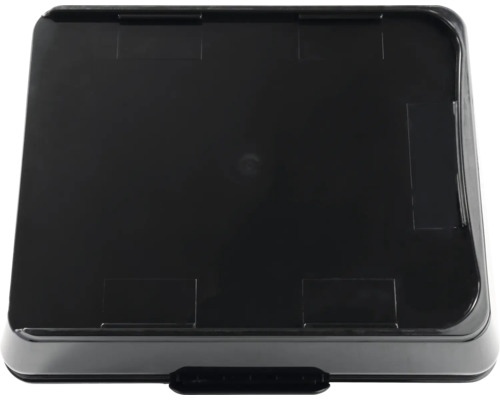 Svart förvaringslåda i plast med lock