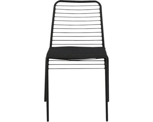 Matstol VENTURE HOME Panjin svart inkl. dyna Svart metallstol med horisontella ribbor