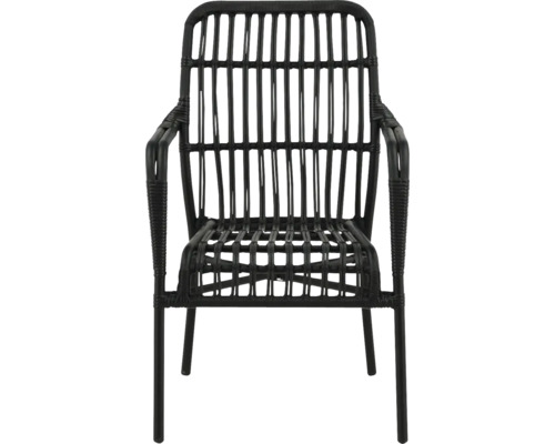 Loungestol VENTURE HOME Rizal svart Trädgårdsfåtölj i rotting med armstöd
