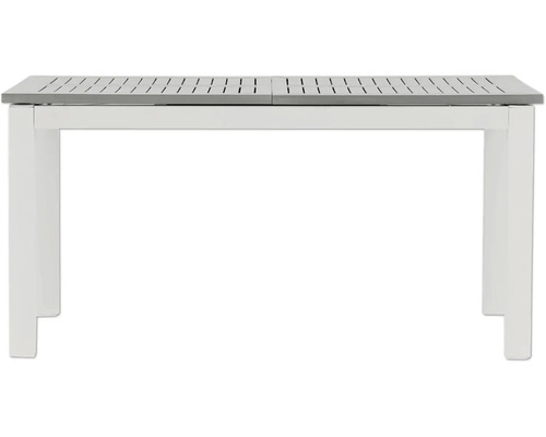 Trädgårdsbord med grå bordsskiva och vit ram