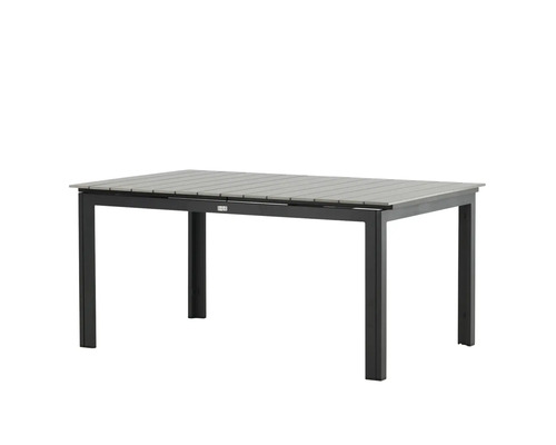 Rektangulärt trädgårdsbord med bordsskiva i aluminium och mörk ram