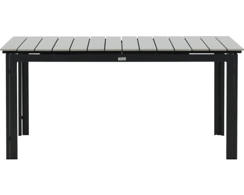 Trädgårdsbord med bordsskiva av separata element och metallram