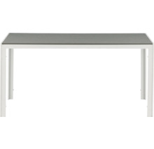 Trädgårdsbord med grå bordsskiva och vit ram