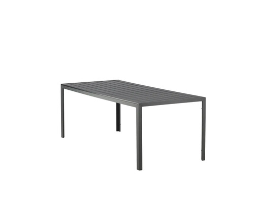 Rektangulärt trädgårdsbord med smal ram och lameller