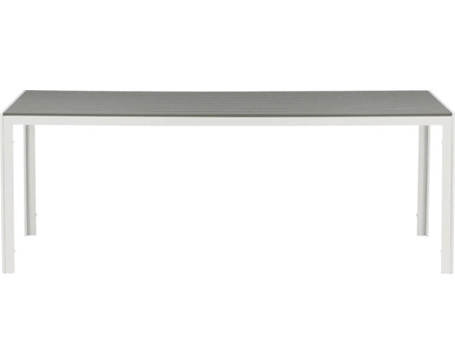 Trädgårdsbord med grå bordsskiva och vit ram