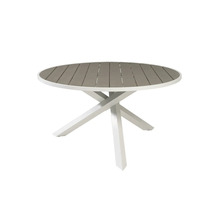 Runt trädgårdsbord med ribbstruktur och kryssfot