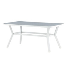 Trädgårdsbord med glasskiva och vit ram