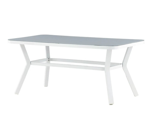 Trädgårdsbord med glasskiva och vit ram