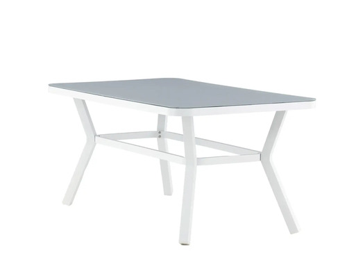 Trädgårdsbord med glasskiva och vit ram