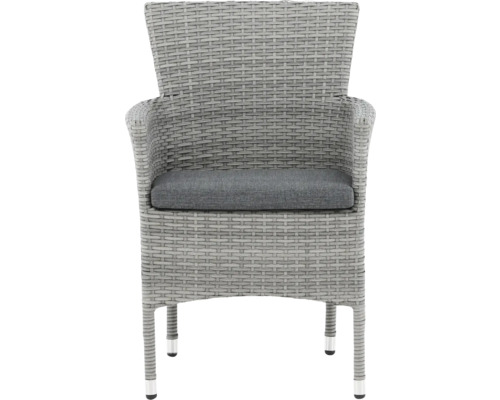 Matstol VENTURE HOME Malina grå inkl. dyna Trädgårdsfåtölj i polyrotting med sittdyna