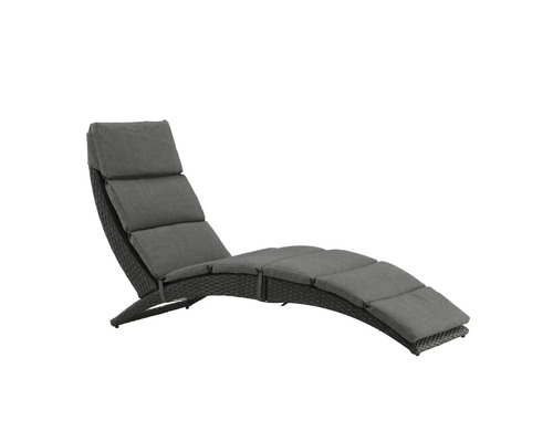 Trädgårdsstol av polyrotting med justerbart ryggstöd och dyna