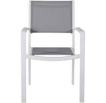 Trädgårdsstol med armstöd och grå textil sits