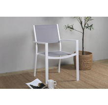 Trädgårdsstol med armstöd i aluminium och textil