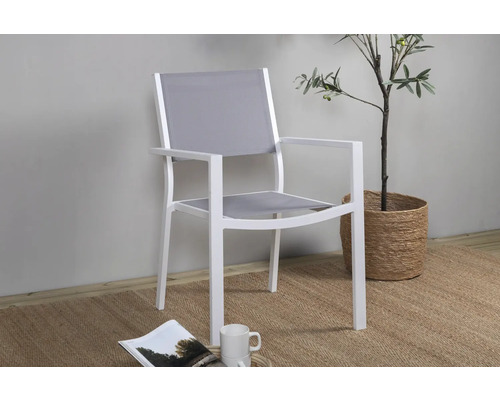 Trädgårdsstol med armstöd i aluminium och textil