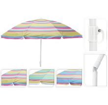 Strandparasoll med randigt mönster och justerbar tiltled