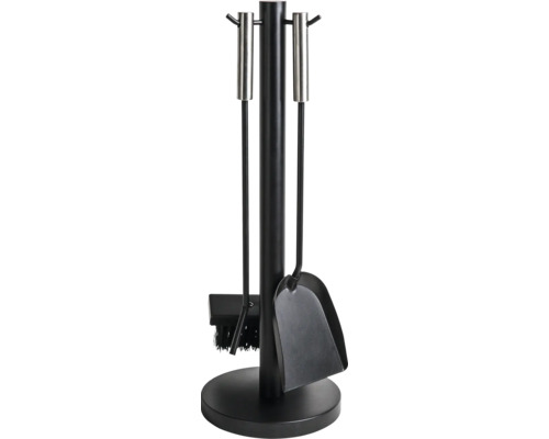 Eldställ ADURO Proline 1 set svart silver 17,5x50,2cm Eldstadstillbehör med ställ, skyffel, borste och eldtång
