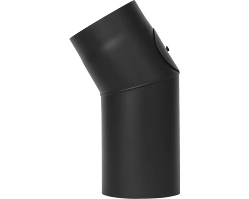 Rörböj ADURO 30° med renslucka svart stål Ø150mm 233x165mm Rökrörskrök med rengöringsöppning