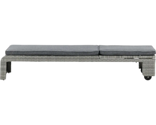 Trädgårdsbädd med hjul och grå dynor