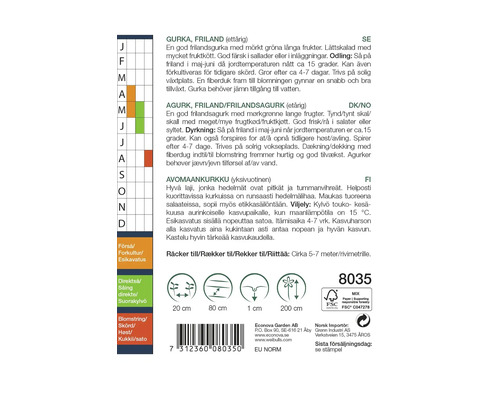Information om gurksort och odlingsanvisningar