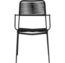 Svart karmstol med repväv för utomhusbruk