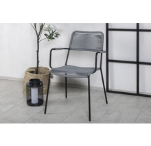 Grå repfåtölj med svart metallram