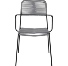 Trädgårdsfåtölj med armstöd och repsitsar