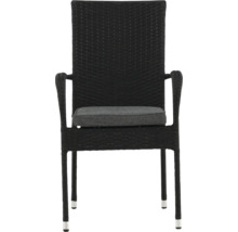 Trädgårdsstol av polyrotting med armstöd och sittdyna