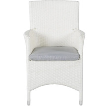 Trädgårdsfåtölj i polyrotting med armstöd och sittdyna