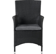 Trädgårdsstol med armstöd och sittdyna i rotting