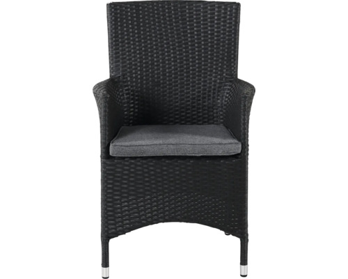 Matstol VENTURE HOME Malin svart inkl. dyna Trädgårdsstol med armstöd och sittdyna i rotting
