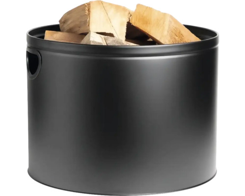 Vedkorg av metall med vedträn