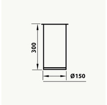 Teknisk ritning av en cylindrisk produkt med en höjd på 300 mm och en diameter på 150 mm