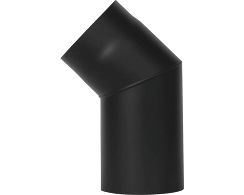 Skorstensböj ADURO 45° svart stål Ø150mm 235x165mm Rökrörskrök med en vinkel på 45 grader
