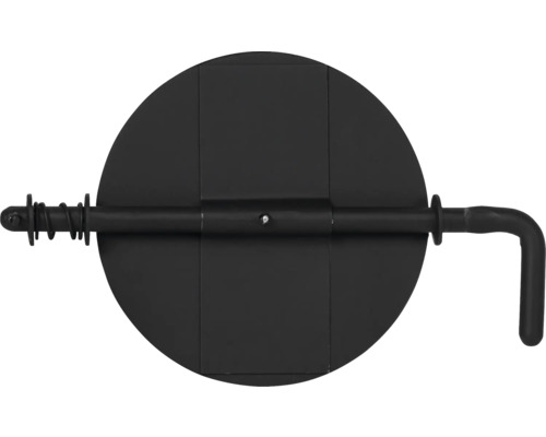 Spjäll ADURO för rökrör svart stål 130mm 2mm Rund frånluftsventil med handtag och fjäder