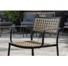 Trädgårdsfåtölj med armstöd och rotting sits