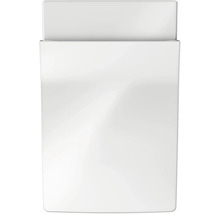 Vit stående toalettstol av keramik, ovanifrån