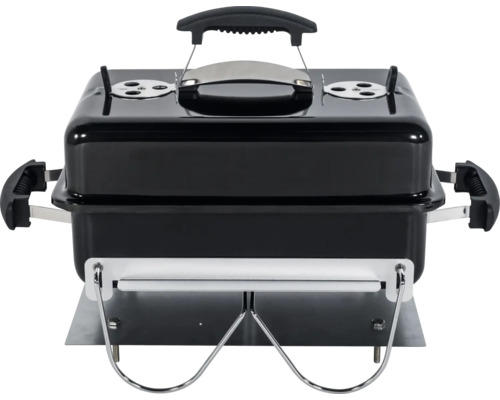 Bärbar kolgrill med lock och handtag