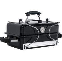 Svart kolgrill med termometer