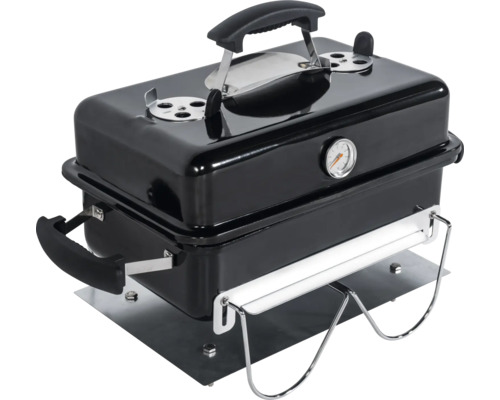 Bärbar kolgrill med termometer och bärhandtag