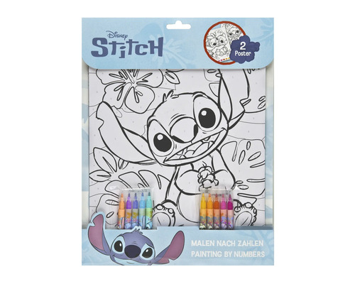 Måla efter nummer-set med Disney Stitch-motiv och två affischer