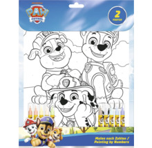 Måla efter nummer-set med två affischer för att färglägga Paw Patrol-karaktärer.