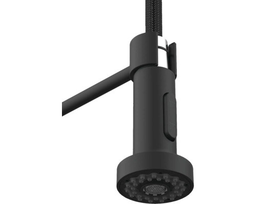 Svart köksblandare med sprutslang