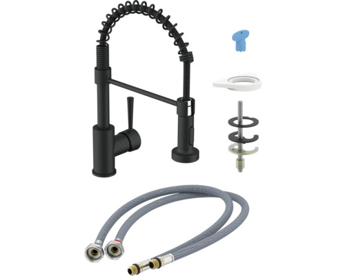 Köksblandare med duschslang och monteringstillbehör