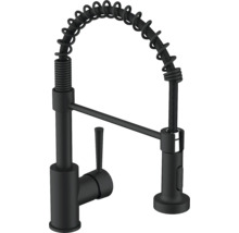 Svart köksblandare med spiralformad pip