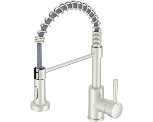 Köksblandare med spiralfjäder och utdragbar dusch